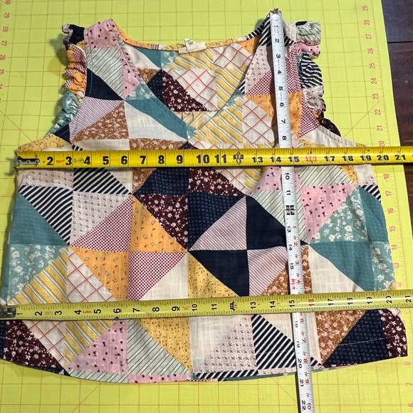 Patchwork ruffle sleeveless top blouse mix multicolor floral quilt print cotton - Picture 10 of 10